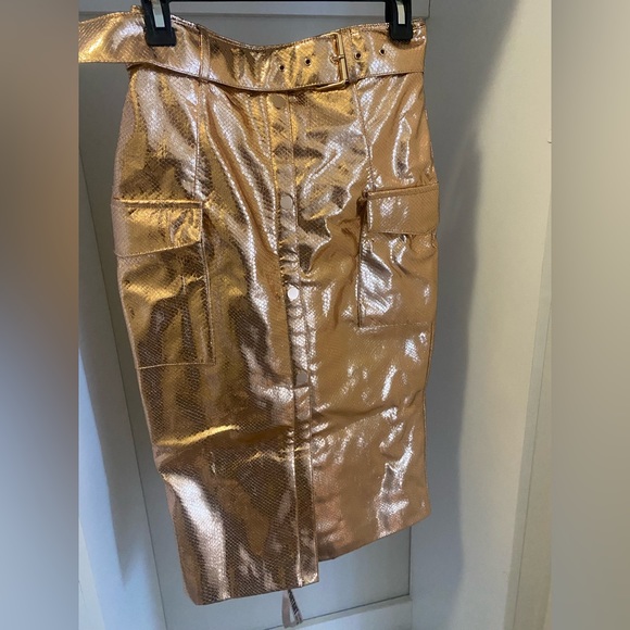 House of CB textured gold vegan leather skirt - Picture 3 of 5